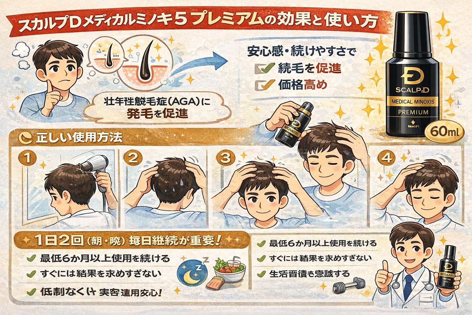 スカルプD育毛剤使い方の絵